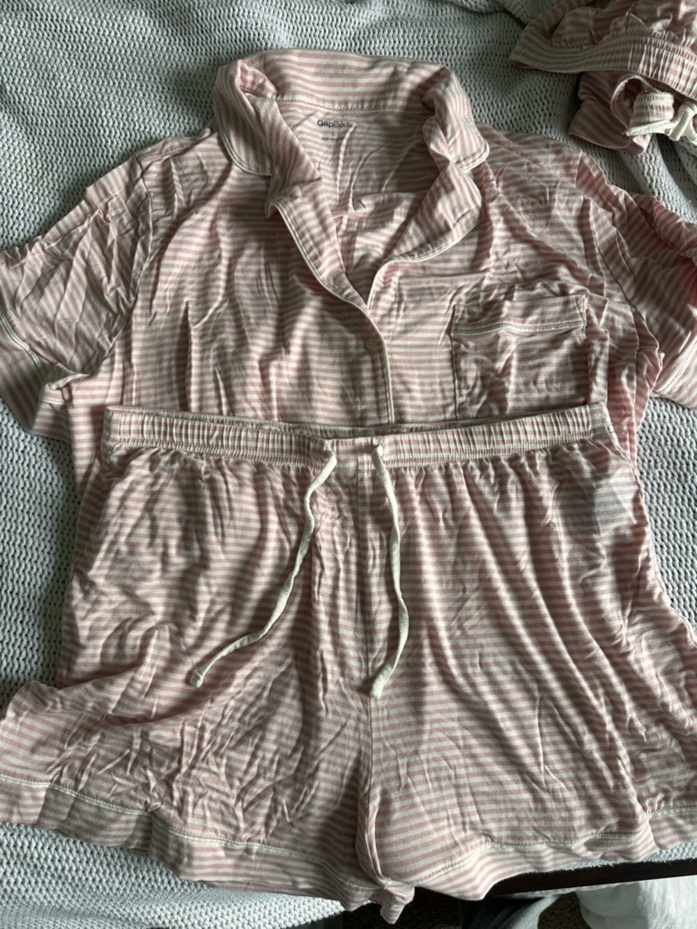 Gap Body Pink Stripe Modal Short Short Pajama Set